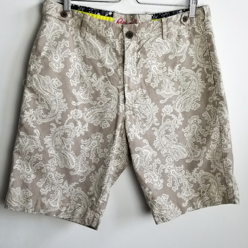 Robert Graham Tan Shorts with Paisley Print Detail